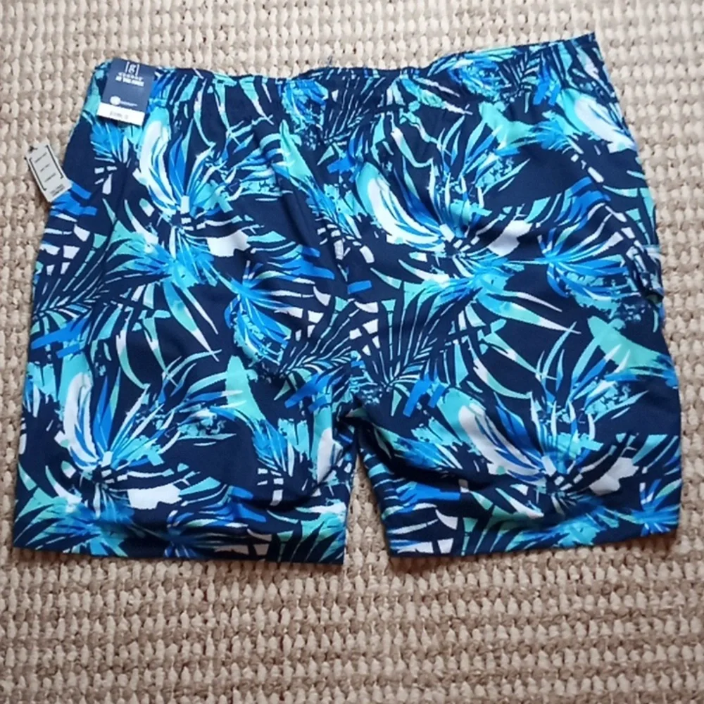 George At the Knee Board Blue Floral 3XL UPF 50+ Swim Plus Size Shorts